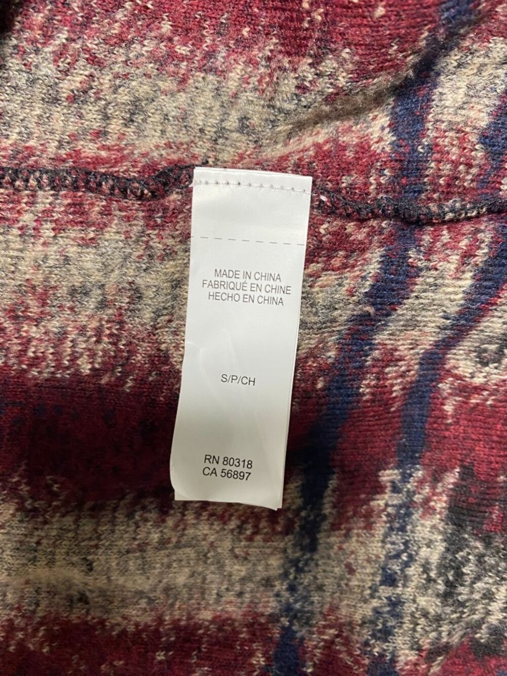 Lucky Brand Womens Open Front Long Cardigan Red Blue Plaid S/P Cotton Blend - Picture 5 of 8